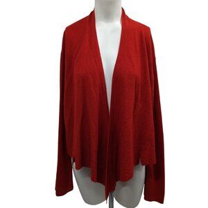 Eileen Fisher 100% Wool Open Front Waterfall Cardigan Size XL Orange Lightweight